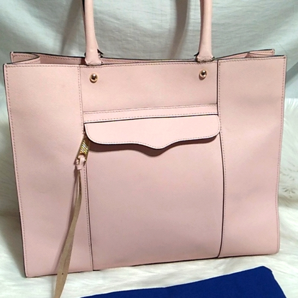 (#30) SALE! Rebecca Minkoff Pink Saffiano Leather Tote/Shoulder Bag W DB - Picture 2 of 16